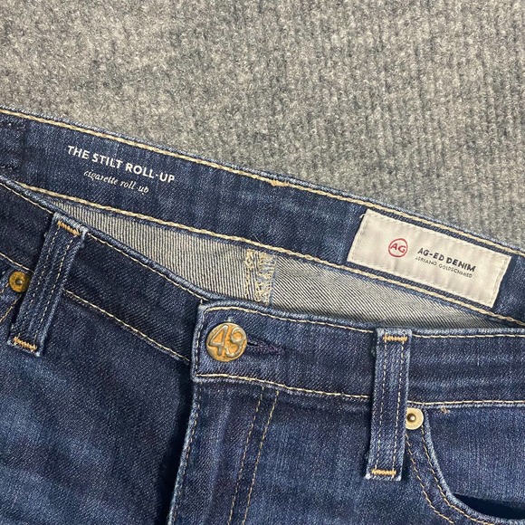 AG Adriano Goldschmied Jeans 27 Blue Denim Stilt Roll Up Cigarette Mid Rise - Picture 9 of 10